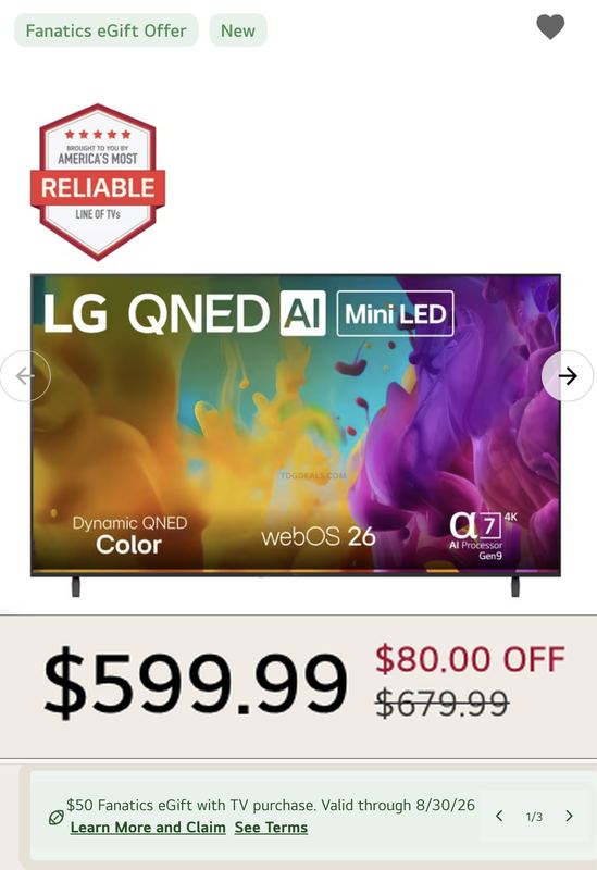 $599.99 LG QNED 75-INCH MINI LED 4K TV