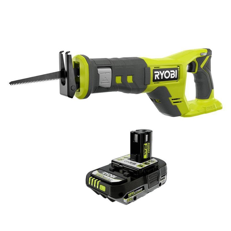 RYOBI - ONE+ 18V Cordless Reciprocating Saw with 2.0 Ah Lithium-Ion HIGH PERFORMANCE Battery