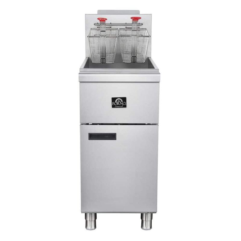 Forno - Commerciale 21.13 qt. Natural Gas Deep Fryer, 3 Burners 90,000 BTU, 40 lbs, Millivolt Control