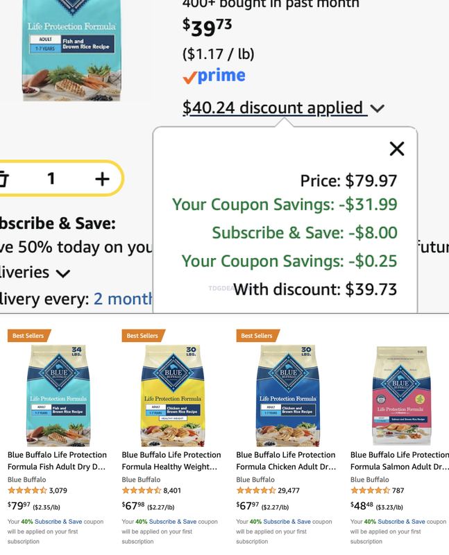 40% OFF SUB AND SAVE - DRY DOG FOOD