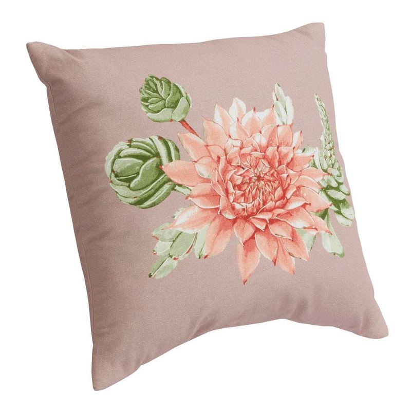 Hampton Bay - 18 in. x 18 in. Outdoor Patio Throw Pillow in Floral Succulent