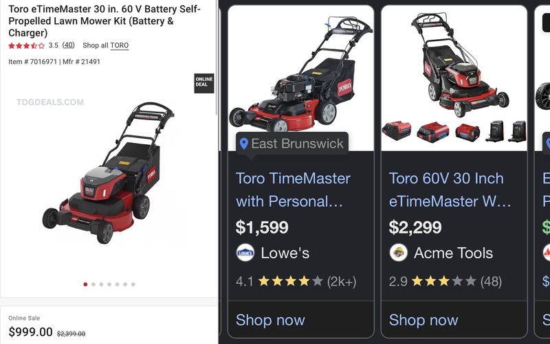 30" Toro eTimeMaster just dropped to $999 at Ace.