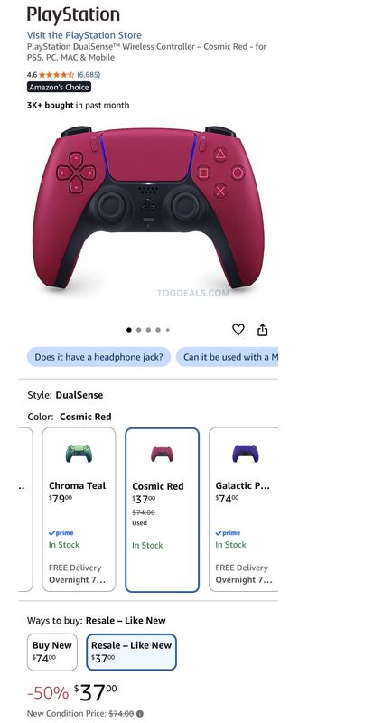 $74 PlayStation DualSense Cosmic Red Controller for $37