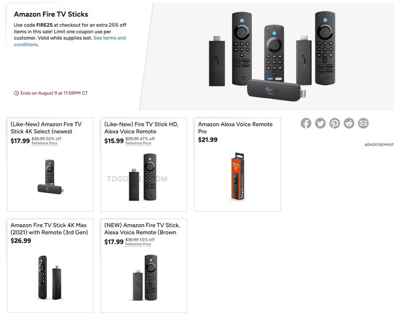 AMAZON FIRE TV STICK — $13.49 WITH CODE