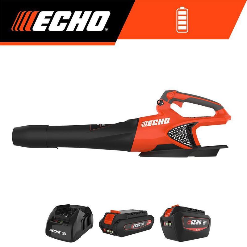 ECHO - 56V 158 MPH 549 CFM Cordless Battery Powered Handheld Leaf Blower with 2.5Ah and 5.0Ah Batteries and Charger Combo Kit