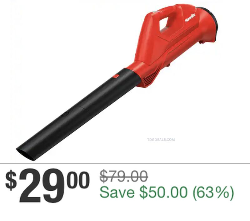 $79 HOMELITE CORDLESS LEAF BLOWER WITH BATTERY AND CHARGER FOR $29