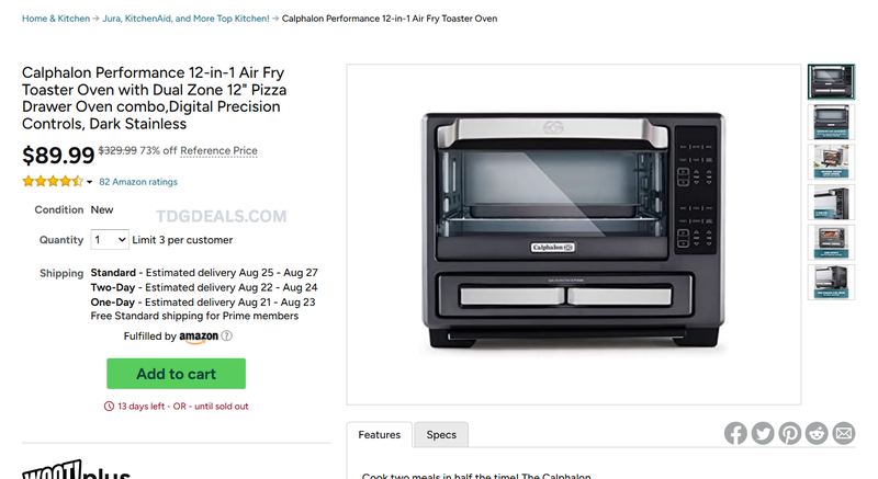 CALPHALON 12-IN-1 AIR FRY TOASTER OVEN — $89.99