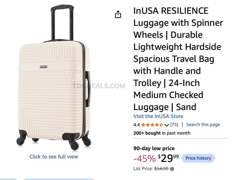 $54.99 INUSA RESILIENCE SPINNER LUGGAGE NOW $29.99