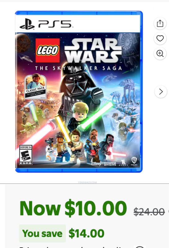 $24 LEGO STAR WARS SKYWALKER SAGA PS5 NOW $10