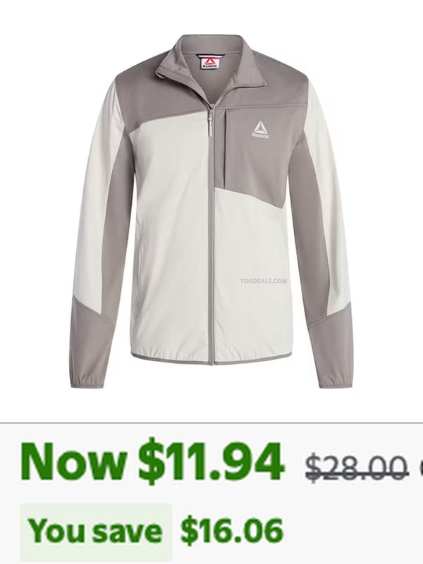 $28 REEBOK SOFTSHELL JACKET FOR $11.43