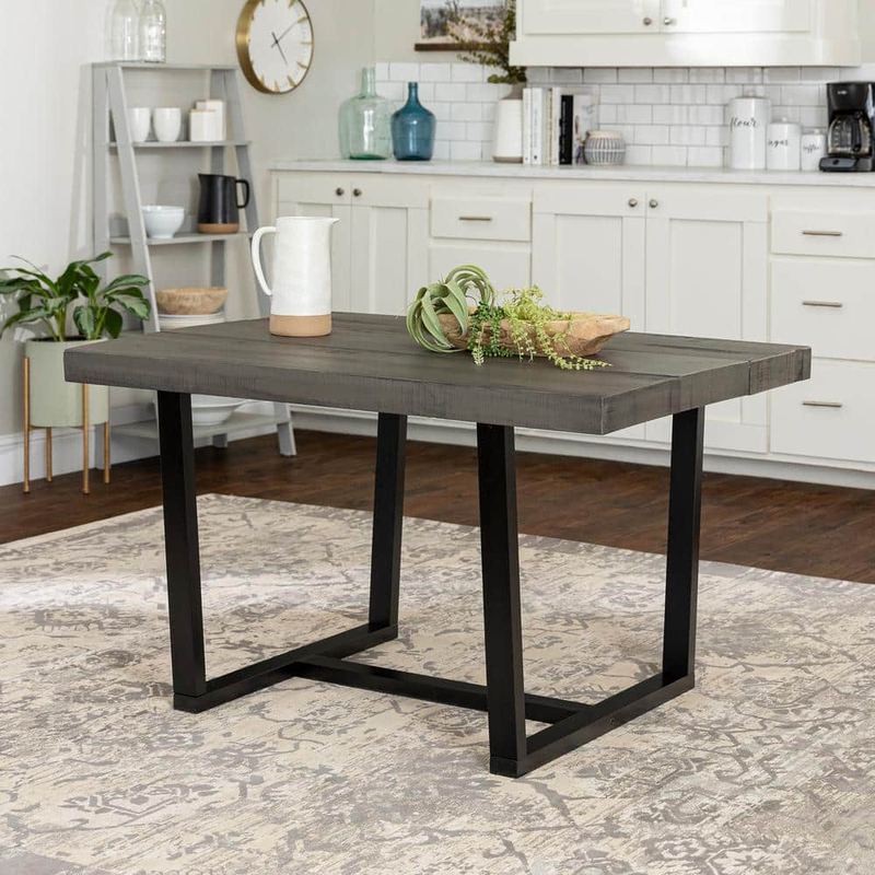 Walker Edison Furniture Company - 52 in. Distressed Grey Solid Wood Dining Table