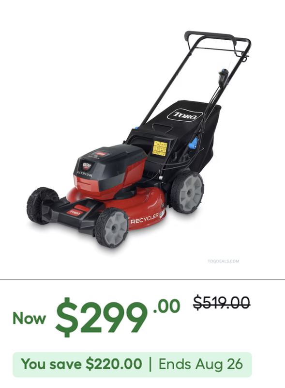 THIS TORO 21" SELF-PROPELLED MOWER DROPPED TO $299