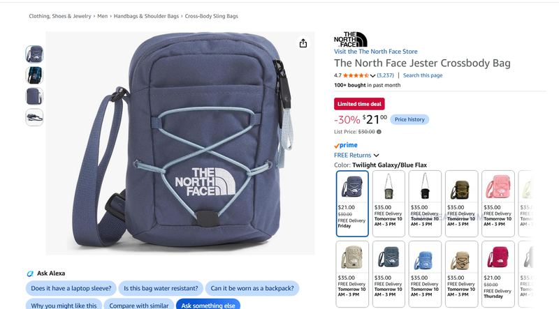 THE NORTH FACE JESTER CROSSBODY BAG — $21