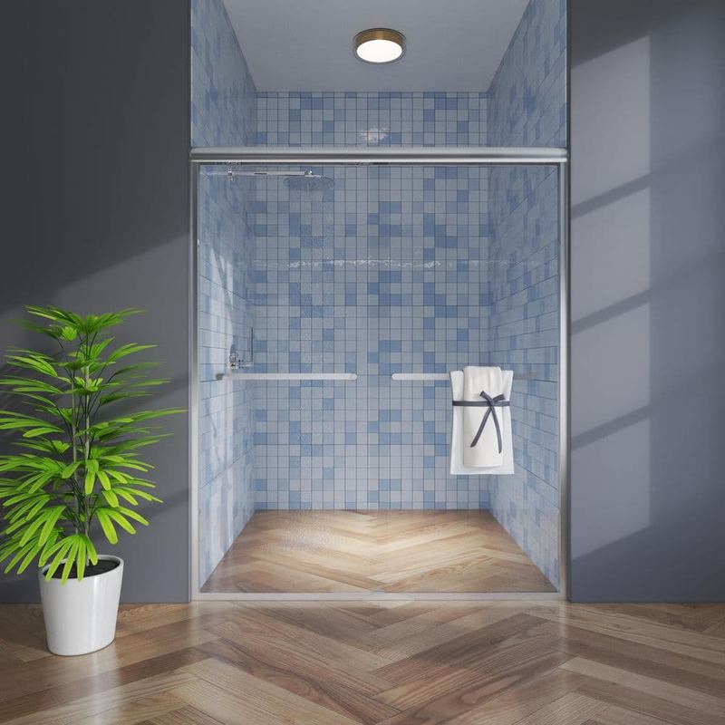 ORGANNICE - 56 in.-60 in. W x 72 in. H Sliding Framed Shower Door in Brushed Nickel with Clear Glass