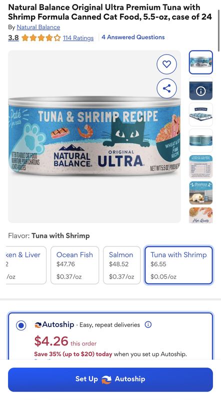 NATURAL BALANCE TUNA & SHRIMP CAT FOOD (24-PACK) – $4.26 SHIPPED