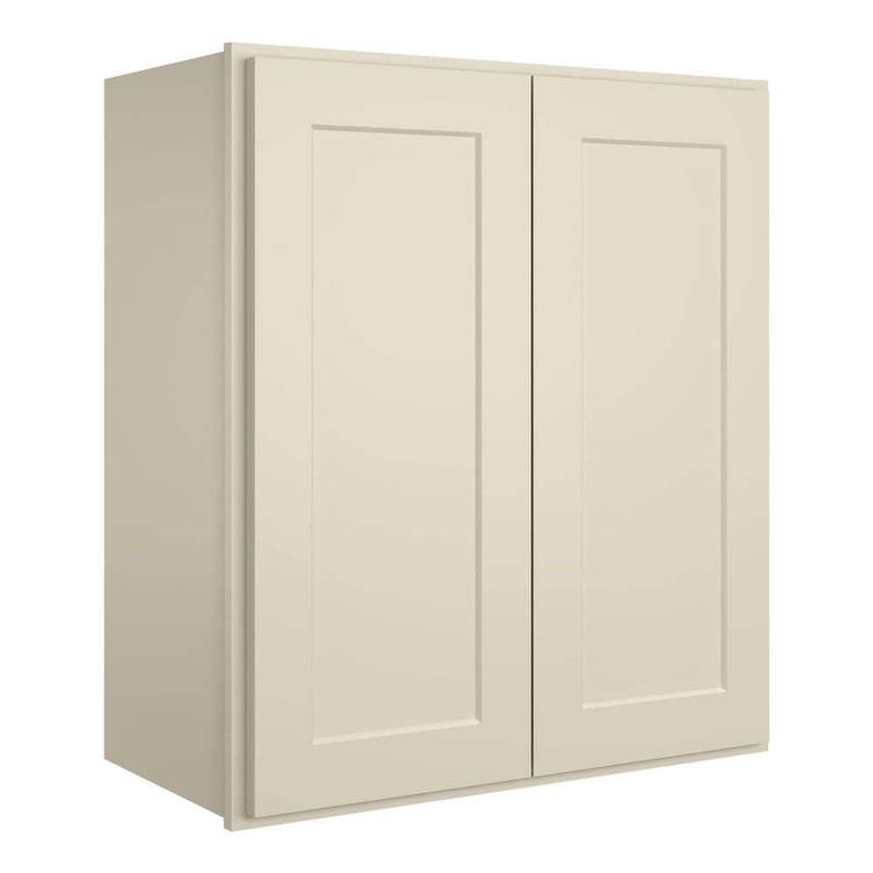 HOMEIBRO - 27-in W X 12-in D X 30-in H in Shaker Antique White Plywood Ready to Assemble Wall Kitchen Cabinet