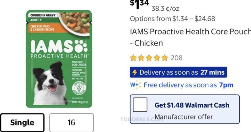FREE IAMS DOG FOOD POUCHS