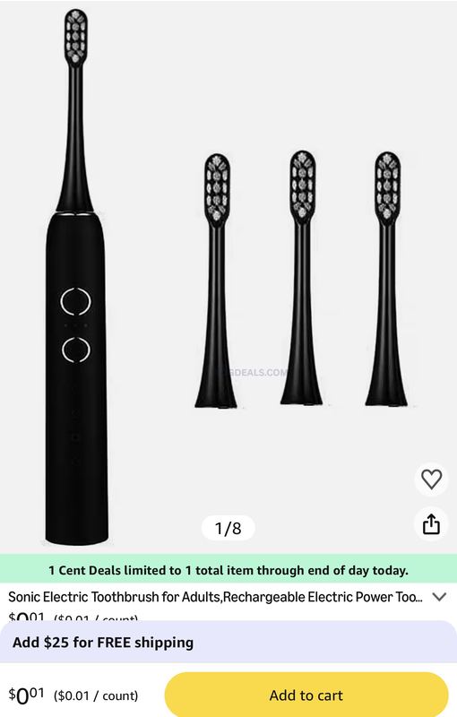 Sonic toothbrush for $0.01