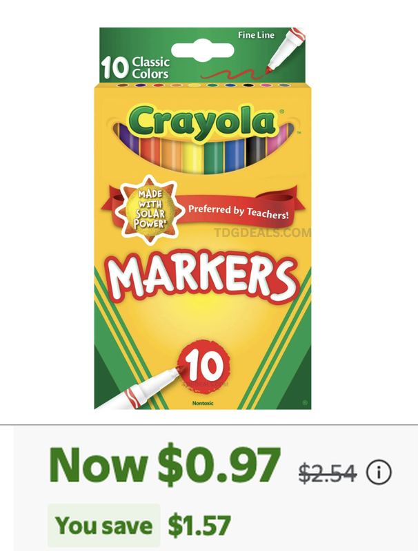 $2.54 CRAYOLA FINE LINE MARKERS FOR $0.97 🎨