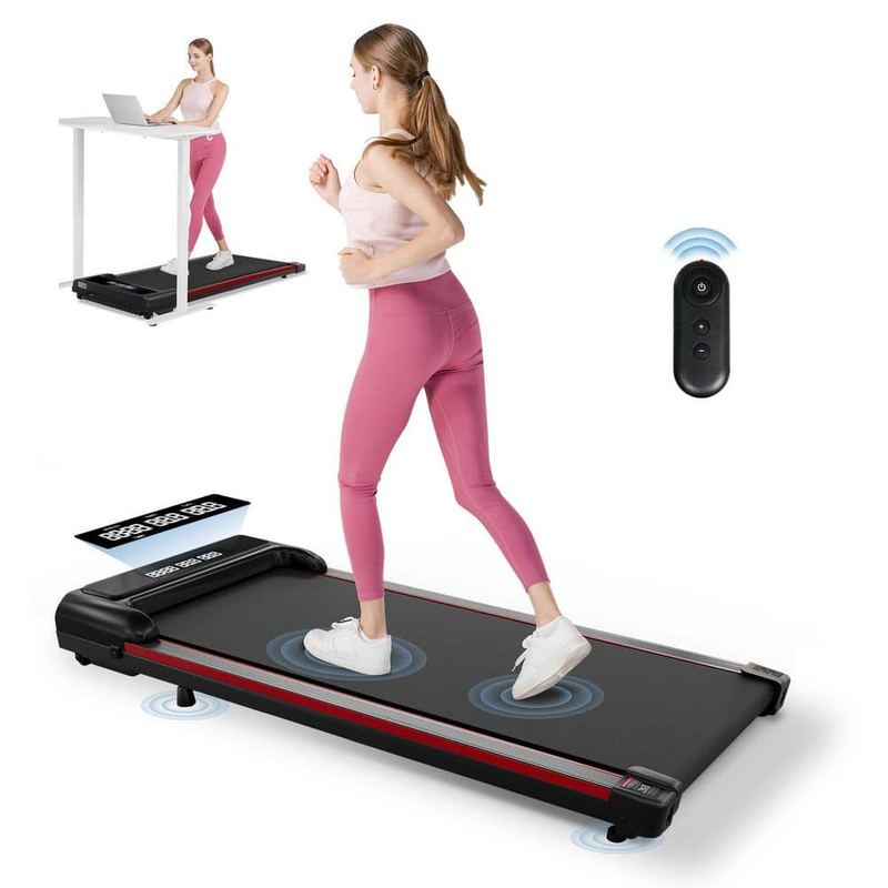 ComHoma - Walking Pad Treadmill w/Adjustable-Height Handlebar 3HP Quiet Foldable Under-Desk Treadmill 350 lbs. Portable Treadmill