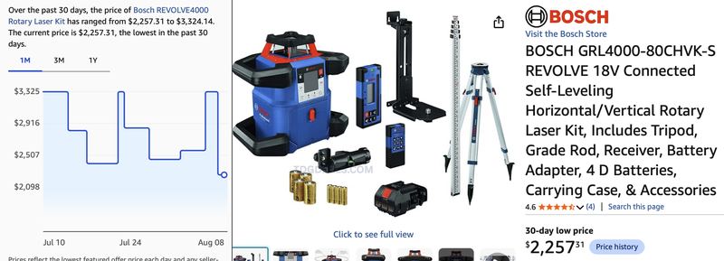 $2,257.31 BOSCH REVOLVE 18V ROTARY LASER KIT 🔥