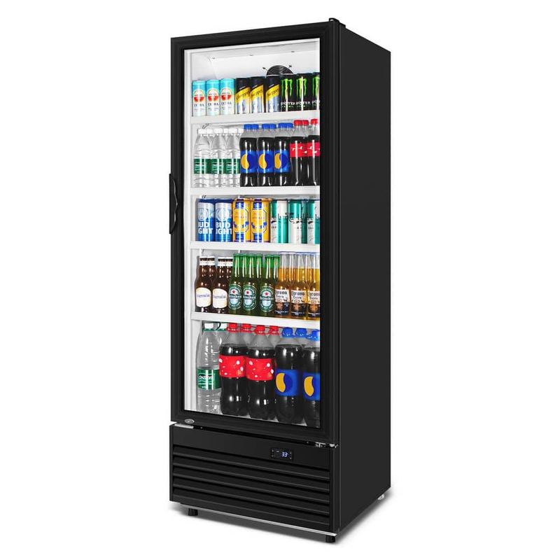 Gilati - 24.41 in. 12.38 cu. ft. Commercial Display Refrigerator Glass Door Merchandiser Fridge in Black with LED Lighting, Lock