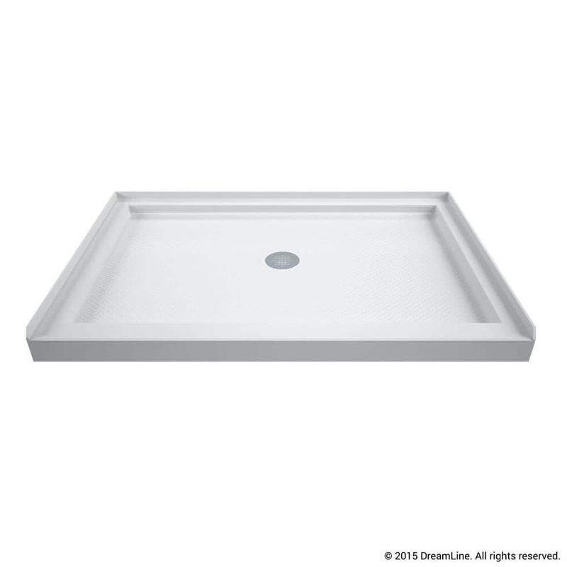 DreamLine - SlimLine 48 in.x 32 in. Single Threshold Alcove Shower Pan Base in White with Center Drain