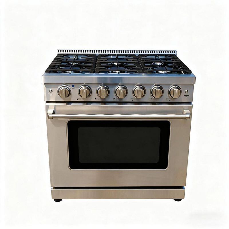 Nipus - 36 in. 6 Burners Freestanding Gas Range in Stainless Silver with Two Halogen Light