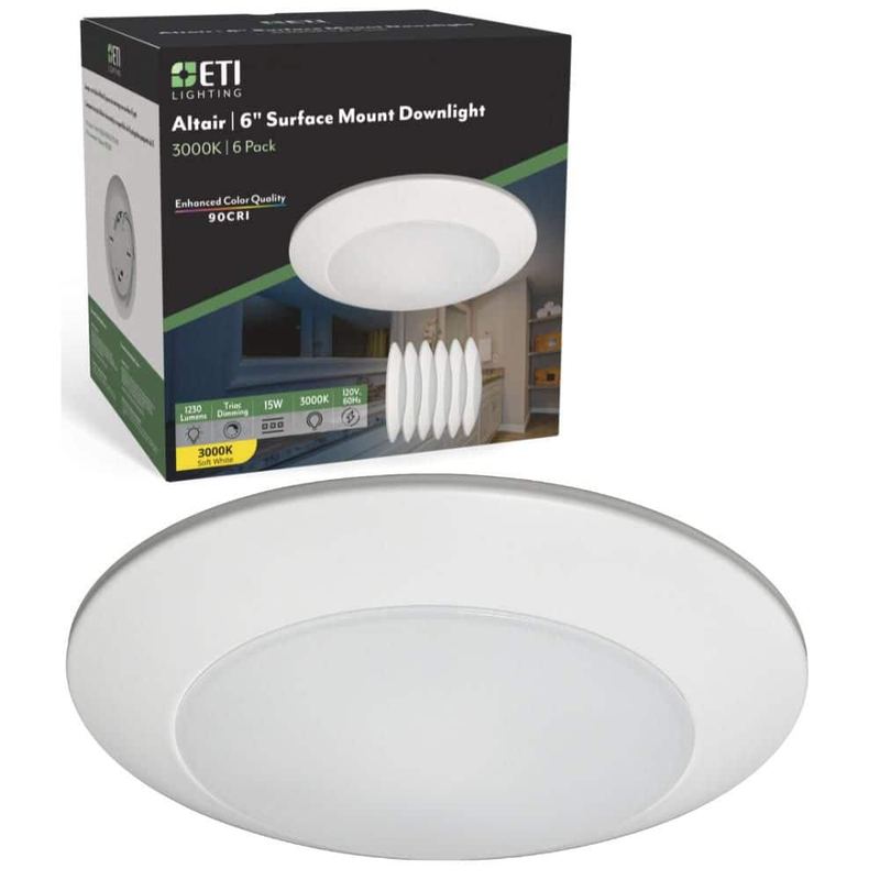 ETI LIGHTING - Altair 6 in. Surface Mount Downlight Integrated LED Recessed Trim Light 1230 Lumens 3000K Soft White