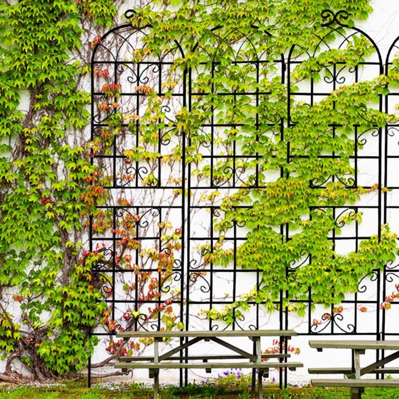 Tunearary - 7.2 ft. Black Outdoor Metal Rustproof Garden Trellis, (2-Pack)
