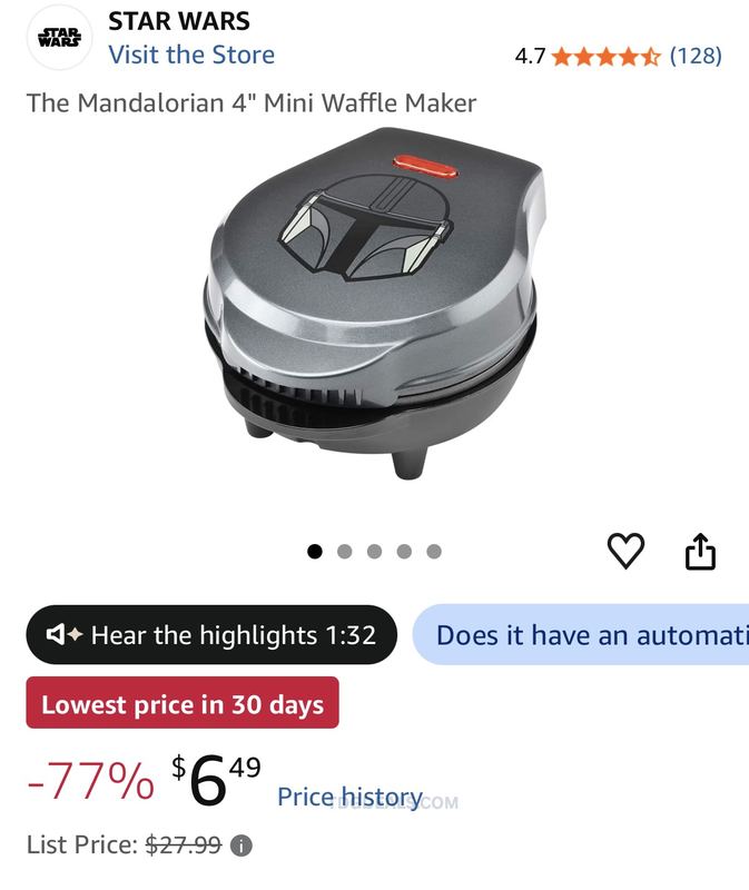 $6 MANDALORIAN MINI WAFFLE MAKER