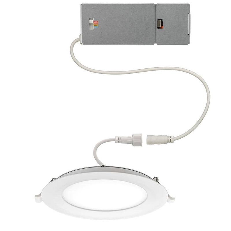 ETI LIGHTING - 6 in. Canless Integrated LED Recessed Light Trim 650 Lumens Adjustable CCT New Construction Kitchen Remodel Wet Rated