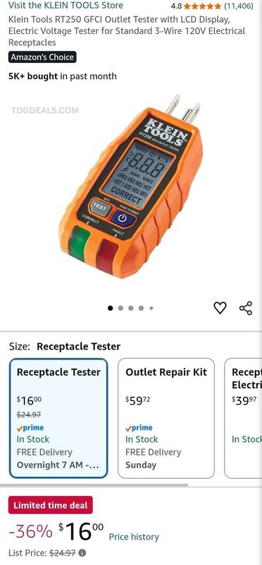 36% OFF KLEIN TOOLS GFCI OUTLET TESTER