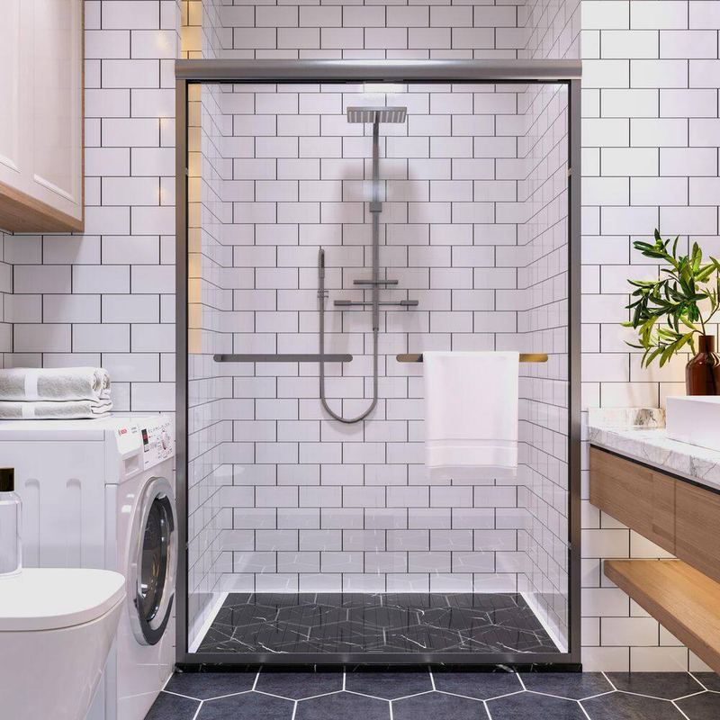 ORGANNICE - 46 in. - 48 in. W x 72 in. H Sliding Framed Shower Door in Brushed Nickel with Clear Glass