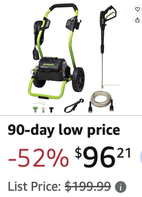 GREENWORKS POWER WASHER FOR $96.21