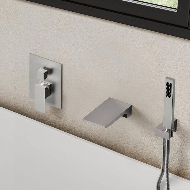 EVERSTEIN - Wall Mount Tub Faucet Single Handle 2.5 GPM 2-Spray Tub and Shower Faucet in Brushed Nickel Valve Included