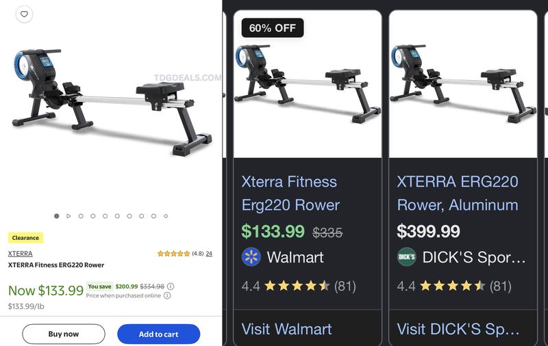$334.98 XTERRA Fitness ERG220 Rower for $133.99