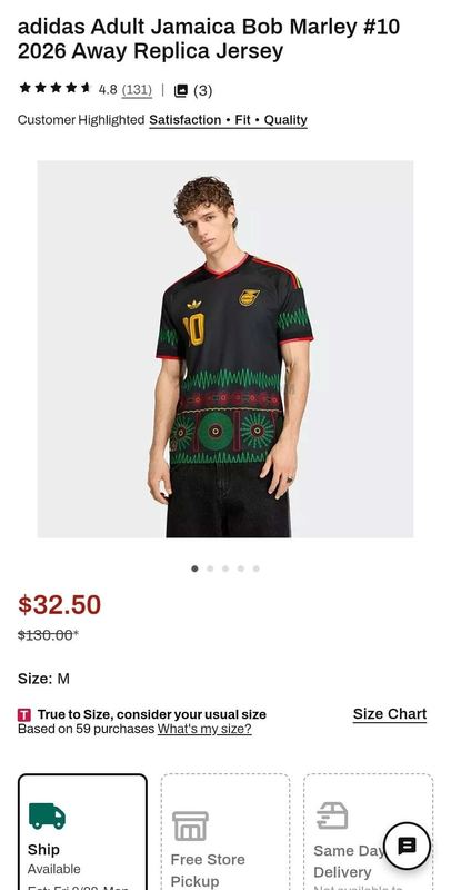 ADIDAS JAMAICA BOB MARLEY #10 JERSEY $32.50