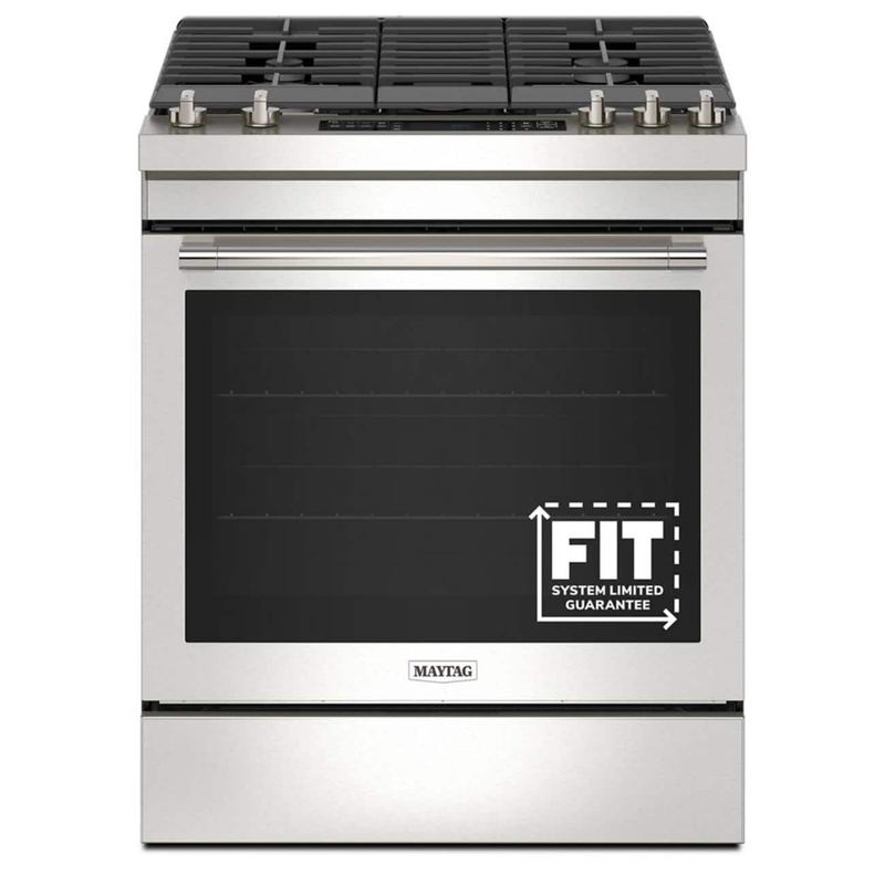 Maytag - 30 in. Wide 5 burners 6.4 cu. ft. Slide-In Gas Range with Air Fry - Stainless Steel