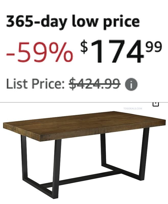 🚨 $424.99 WALKER EDISON 72-IN DINING TABLE FOR $174.99