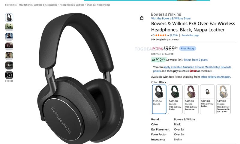 BOWERS & WILKINS PX8 — $369.94