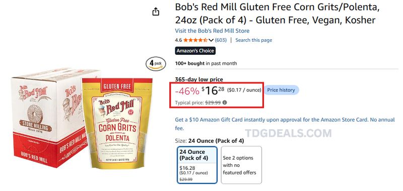 46% OFF BOB'S RED MILL CORN GRITS 🌽