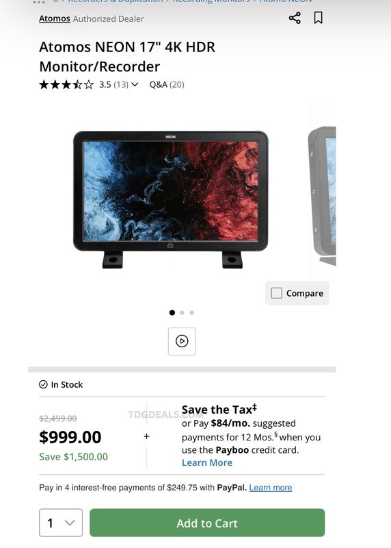 $1,500 OFF A PRO ATOMOS MONITOR/RECORDER