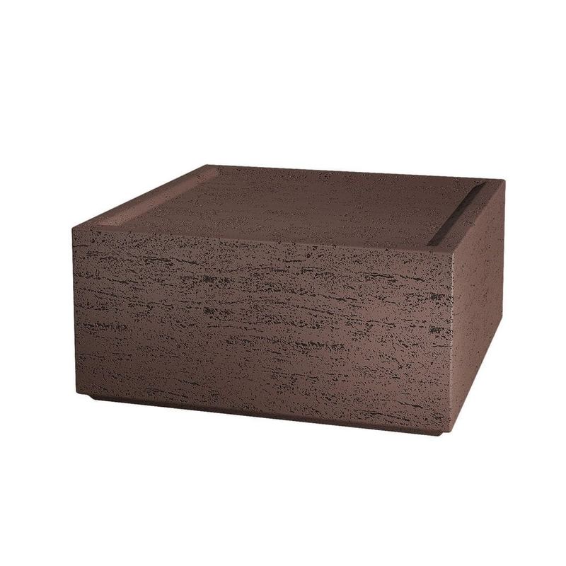 PATIO WATCHER - 28 in. Magnesium Oxide Outdoor Coffee Table with Natural Stone Textured Surface, Rust Red