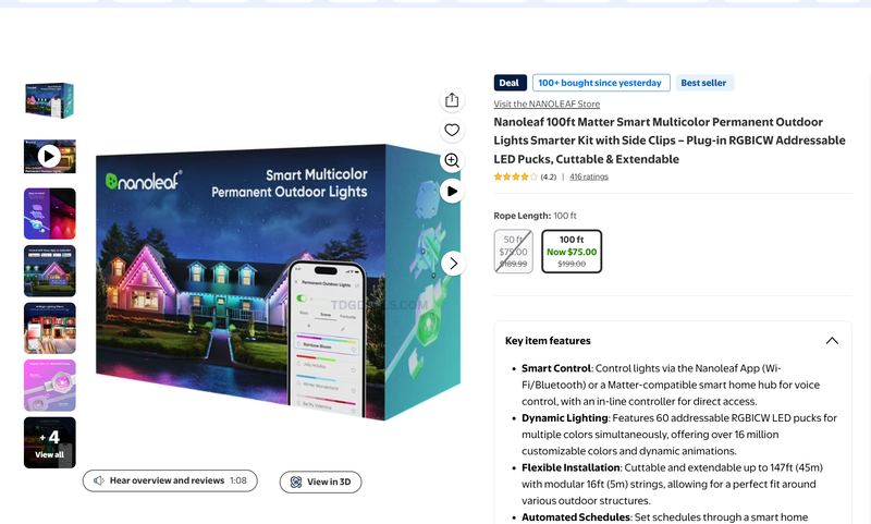 NANOLEAF 100FT PERMANENT OUTDOOR LIGHTS FOR ONLY $75?!