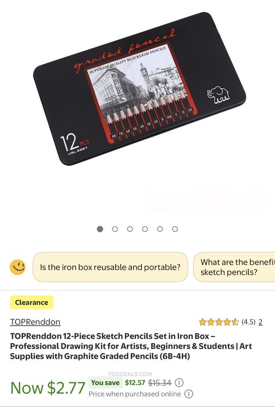 $3 TOPRenddon 12-Piece Sketch Pencil Set