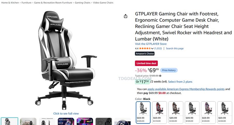 GTPLAYER GAMING CHAIR — $69.99