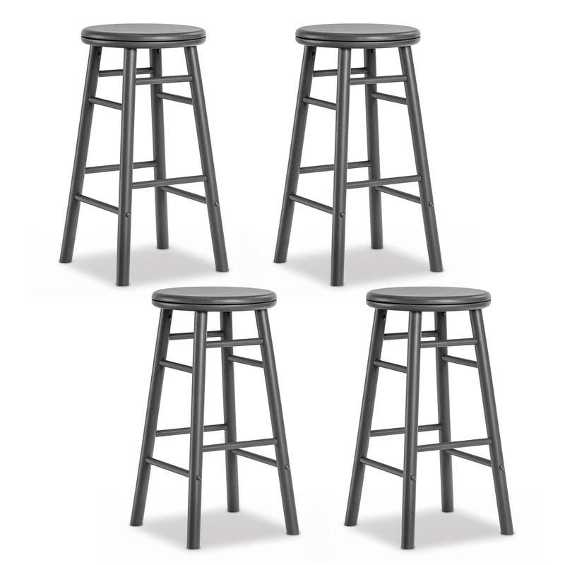 Costway - 24" Swivel Bar Stools Set of 4 with Backless Design, Footrests & Strong Crossbars - Gray