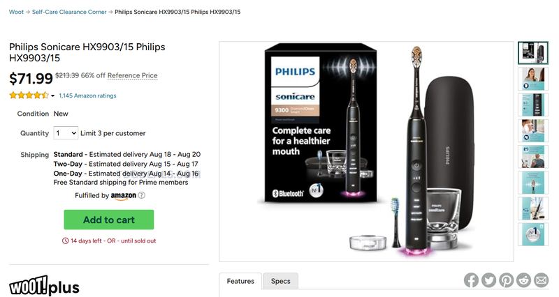 HILIPS SONICARE 9300 DIAMONDCLEAN — $71.99