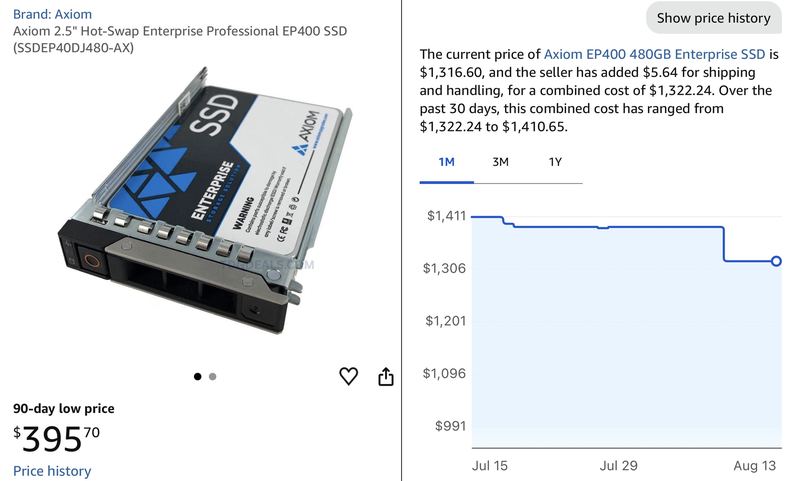$1,316 AXIOM EP400 ENTERPRISE SSD FOR $395.70